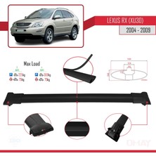RE&AR Tuning Lexus Rx (XU30) 2004-2009 Arası ile Uyumlu Fly Model Ara Atkı Tavan Barı Siyah 3 Adet