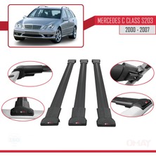 RE&AR Tuning Mercedes C Class (S203) 2000-2007 Arası ile Uyumlu Fly Model Ara Atkı Tavan Barı Siyah 3 Adet