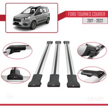 RE&AR Tuning Ford Tourneo Courier 2017-2022 Arası ile Uyumlu Fly Model Ara Atkı Tavan Barı Gri 3 Adet