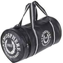 Microcase Unisex Suni Deri El Tutacaklı ve Omuz Askılıklı 2 Gözlü Geniş Hacimli Seyahat Fitness ve Spor Çantası Siyah AL4348