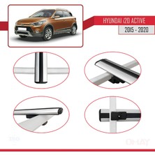 RE&AR Tuning Hyundai I20 Active 2015-2020 Arası ile Uyumlu Basıc Model Universal Ara Atkı Tavan Barı Gri 3 Adet
