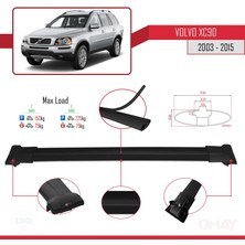 RE&AR Tuning Volvo XC90 2003-2015 Arası ile Uyumlu Fly Model Ara Atkı Tavan Barı Siyah 2 Adet