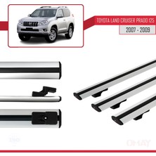 RE&AR Tuning Toyota Land Cruiser Prado (J125) 2007-2009 Arası ile Uyumlu Basıc Model Universal Ara Atkı Tavan Barı Gri 3 Adet