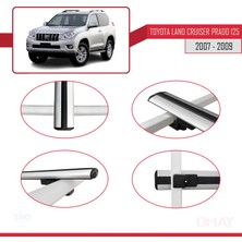 RE&AR Tuning Toyota Land Cruiser Prado (J125) 2007-2009 Arası ile Uyumlu Basıc Model Universal Ara Atkı Tavan Barı Gri 3 Adet