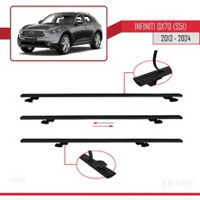 RE&AR Tuning Infiniti QX70 S51 2013 ve Sonrası ile Uyumlu Basıc Model Universal Ara Atkı Tavan Barı Siyah 3 Adet