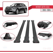 RE&AR Tuning Infiniti QX70 S51 2013 ve Sonrası ile Uyumlu Fly Model Ara Atkı Tavan Barı Siyah 3 Adet