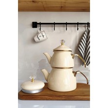 Porlistan Amara Çift Kapak Emaye Çaydanlık Takımı, Desenli Emaye Çaydanlık Seti