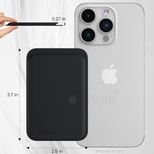 NovStrap iPhone 16 15 14 13 12 Magsafe ile Uyumlu Manyetik Suni Deri Kartlık Cüzdan Güçlü 6 Mıknatıs