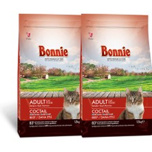 Bonnie Renkli Taneli Dana Etli Yetişkin Kedi Maması 1,5 kg x 2