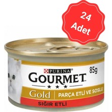 Purina Gourmet Gold Parça Sığır Etli Konserve Kedi Maması 85 gr x 24 Adet