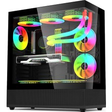 Gametech Phantom 6X120MM Rgb Fanlı Gamıng Oyuncu Bilgisayar Kasası Siyah