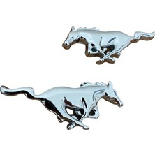 Mes Store Koşan At Metal Arma Mustang Metal Arma Set Çamurluk Logosu 2'li 9CMX4CM