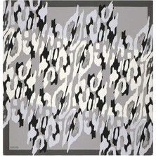 Bursa İpek Gri Sare Desen Twill Ipek Eşarp