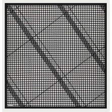 Bursa İpek Beyaz Çizgi Kazayağı Desen Twill Ipek Eşarp