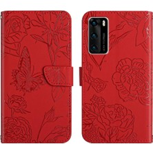 Mellow Mall Huawei P40 Pu Deri Kapak Çevirin Anti-Damla Koruma Çiçekler (Yurt Dışından)