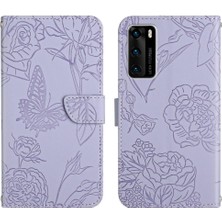 Mellow Mall Huawei P40 Pu Deri Kapak Çevirin Anti-Damla Koruma Çiçekler (Yurt Dışından)