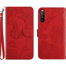 Mellow Mall Sony Xperia 10 V Pu Deri Flip Kapak Için Kılıf ile Bilek Kayışı Deri (Yurt Dışından)