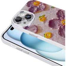 iPhone 15 Uyumlu Frm Kılıf Çiçek Desenli Parlak Taşlı Sert Silikon Garden Kapak-Colorful