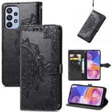 Gx Shop Samsung A23 Flip Kapak Darbeye Zarif Desen Deri Kılıf (Yurt Dışından)