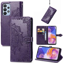 Gx Shop Samsung A23 Flip Kapak Darbeye Zarif Desen Deri Kılıf (Yurt Dışından)