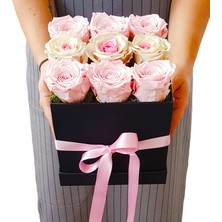 Çiçek Seli Juliette Kutuda Pembe Solmayan Güller & Pembe Beyaz Sevgiliye Özel Hediye Çiçek Ekvator Gulu