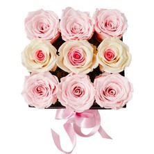 Çiçek Seli Juliette Kutuda Pembe Solmayan Güller & Pembe Beyaz Sevgiliye Özel Hediye Çiçek Ekvator Gulu