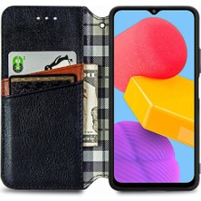 Gx Shop Samsung Galaxy M13 4g Zarif Iş Deri Kılıf Kapak Çevirin (Yurt Dışından)