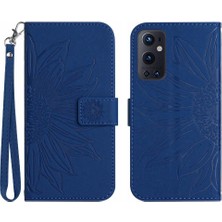 Gx Shop Kart Yuvaları Tutucu Kabartmalı Ayçiçeği Lüks Pu ile Oneplus 9 Pro Için Kılıf (Yurt Dışından)