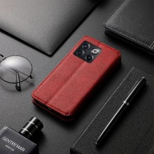 Gx Shop Oneplus 10T Cüzdan Fonksiyonu Için Kılıf Zarif Iş Deri Kılıf Flip (Yurt Dışından)