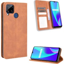 Gx Shop Realme C15 Manyetik Kapatma Cüzdan Pu Deri Için Kılıf (Yurt Dışından)