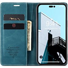 Gx Shop Iphone 14 Için Flip Case Pro Max Vintage Pu Deri Cüzdan Manyetik Kapatma (Yurt Dışından)