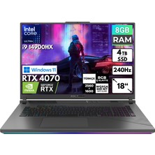 Asus Rog Strix G18 I9-14900HX 8 GB 4 Tbssd RTX4070 18" Wqxga Windows 11 Pro Taşınabilir Bilgisayar G814JIR-N6002 BT70