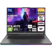 Asus Rog Strix G18 I9-14900HX 40GB 4 Tbssd RTX4070 18" Wqxga Freedos Taşınabilir Bilgisayar G814JIR-N6002 BT23