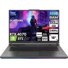 Asus Rog Strix G18 I9-14900HX 32 GB 512 GB SSD RTX4070 18" Wqxga Freedos Taşınabilir Bilgisayar G814JIR-N6002 Bt7