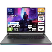 Asus Rog Strix G18 I9-14900HX 40GB 4 Tbssd RTX4070 18" Wqxga Windows 11 Home Taşınabilir Bilgisayar G814JIR-N6002 BT48