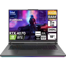 Asus Rog Strix G18 I9-14900HX 40GB 2 Tbssd RTX4070 18" Wqxga Freedos Taşınabilir Bilgisayar G814JIR-N6002 BT18