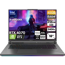 Asus Rog Strix G18 I9-14900HX 40GB 256 GB SSD RTX4070 18" Wqxga Freedos Taşınabilir Bilgisayar G814JIR-N6002 Bt3