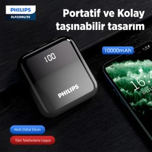 Philips DLP2299 10000MAH 22.5W Çift Usb-A ve Type-C Çıkışlı Mini Cep Boy Powerbank Siyah Qc Pd Destekli Dijital Ekranlı Samsung Xiaomi Apple iPhone 13, 14, 15 Uyumlu