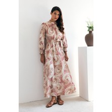 Vavinor Rabella Desenli Elbise - Gül Kurusu