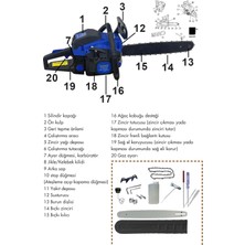 Assur Ekstra Güçlü 52CC 2.9 Hp 8000 Rpm Benzinli Ağaç Odun Dal Kesme Makinesi Motorlu Testere Hızar Motoru