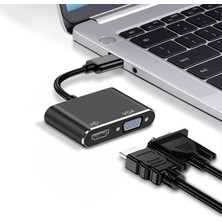 Hubify USB To VGA Hdmi 2in1 Adaptör. Siyah