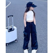 Kids Face Özel Tasarım Baskısız Beyaz Yeni Stil %100 Pamuk Kız Çocuk Kolsuz Crop T-Shırt