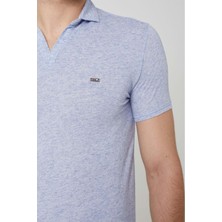 Coonless Yakalı Çok Rahat Pamuk Penye Erkek Buz Mavi Tshirt