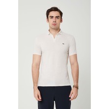Coonless Yakalı Çok Rahat Pamuk Penye Erkek Bej Tshirt