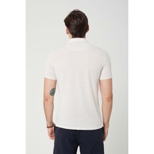 Coonless Yakalı Çok Rahat Pamuk Penye Erkek Bej Tshirt