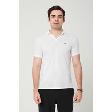 Coonless Yakalı Çok Rahat Pamuk Penye Erkek Beyaz Tshirt