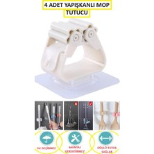 Optana Mop Banyo Askısı Çok Amaçlı Yapışkanlı Askı 4 Adet Fırça Süpürge Papas Düzenleyici Mutfak