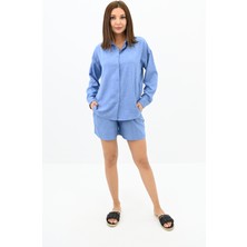 Koza Kadın Uzun Kollu Gömlek Yaka Ikili Takım 4096-25