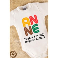 Miniel Özel Tasarım %100 Organik Pamuklu Anne Yaşam Kaynağı Hayatın Anlamı Baskılı Bebek Body Zıbın