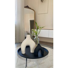 Ogish Concept 2’li Set Iskandinav Minimal Dekoratif Vazo Beyaz-Siyah